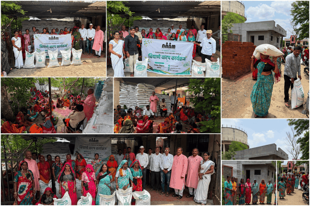 Soybean seed distribution program for widowed women farmers by Samaj Vikas Sanstha